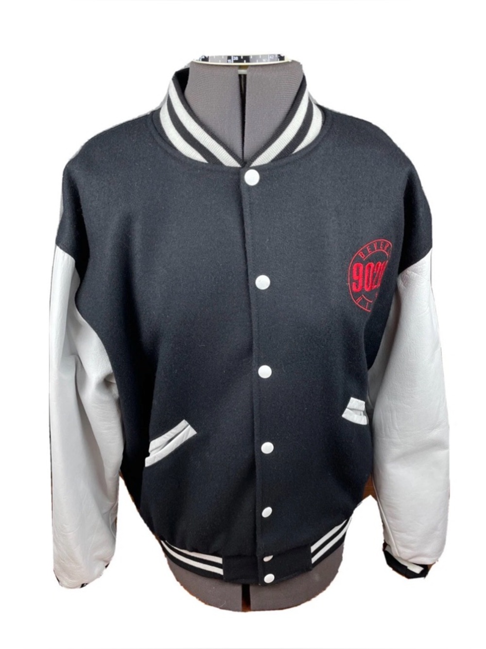 1992 Beverly Hills 90210 Varsity Jacket Top Line USA Wool Leather Snap Small